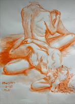 Acryl schilderij naar naakt model, Antiek en Kunst, Ophalen of Verzenden