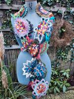 Unieke veelkleurige superlange gehaakte bloemen sjaal, Verzenden, Zo goed als nieuw, Maat 46/48 (XL) of groter, Sjaal