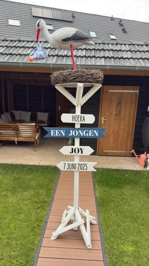 Te huur ooievaarsnest (geboortebord), Kinderen en Baby's, Kraamcadeaus en Geboorteborden, Zo goed als nieuw, Ophalen