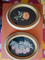 Vintage Geborduurde Wanddecoraties - Set van 2, Minder dan 50 cm, Gebruikt, Overige typen, Ophalen of Verzenden