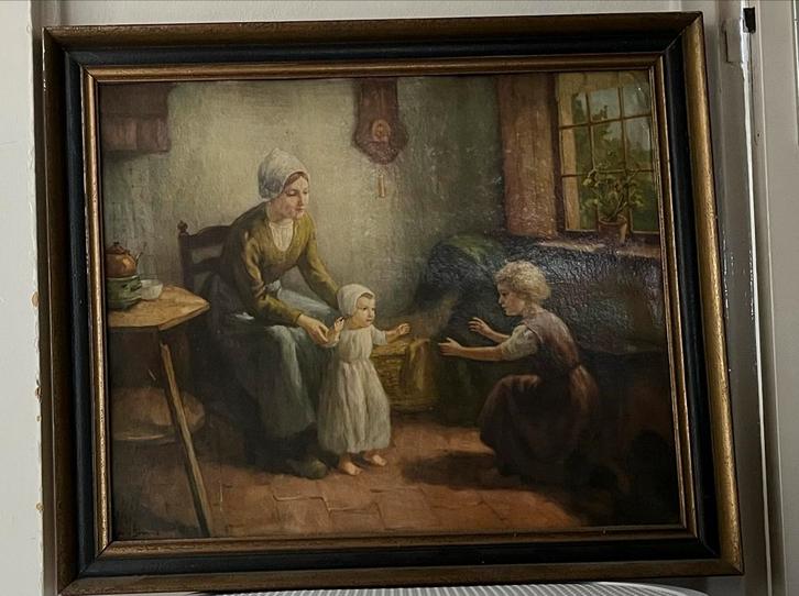 Louis Soonius Schilderij - Familie Scène, Antiek en Kunst, Kunst | Schilderijen | Klassiek, Ophalen