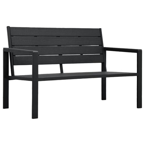 Tuinbank hout-look 120 cm HDPE zwart, Tuin en Terras, Tuinmeubel-accessoires, Nieuw, Ophalen of Verzenden