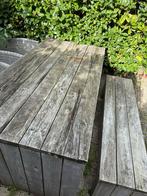Houten Tuintafel met Bank 179/88/73 cm, Tuin en Terras, Tuinsets en Loungesets, Ophalen, 4 zitplaatsen, Gebruikt, Eettafel