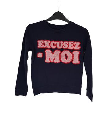 Gave donker blauwe sweater EXCUSEZ MOI maat 134-140.  beschikbaar voor biedingen