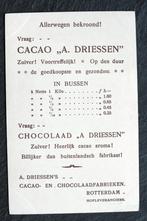 Reclame Cacao A. Driessen, Rotterdam + Duinen, D.A.C. Artz, Verzamelen, Ansichtkaarten | Themakaarten, Verzenden, Voor 1920, Ongelopen