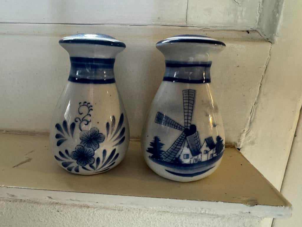Delfts Blauw Peper en Zout Stel, Ophalen of Verzenden, Zo goed als nieuw, Overige vormen, Porselein of Keramiek