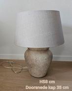 Stenen tafellamp met stoffen kap, 50 tot 75 cm, Ophalen of Verzenden, Stof, Landelijk