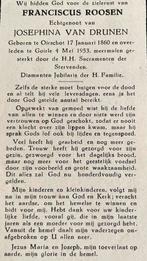 Franciscus Roosen Oirschot 1860, Verzamelen, Bidprentjes en Rouwkaarten, Ophalen of Verzenden