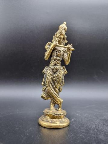 beeldje van lord Krishna  18 cm  messing /koper beschikbaar voor biedingen