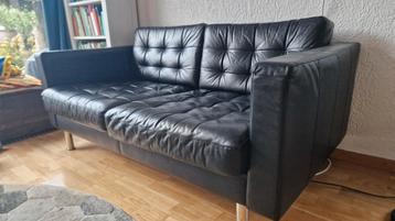 Zwart leren banken 2x 2-zits landskrona Ikea - afbeelding 3