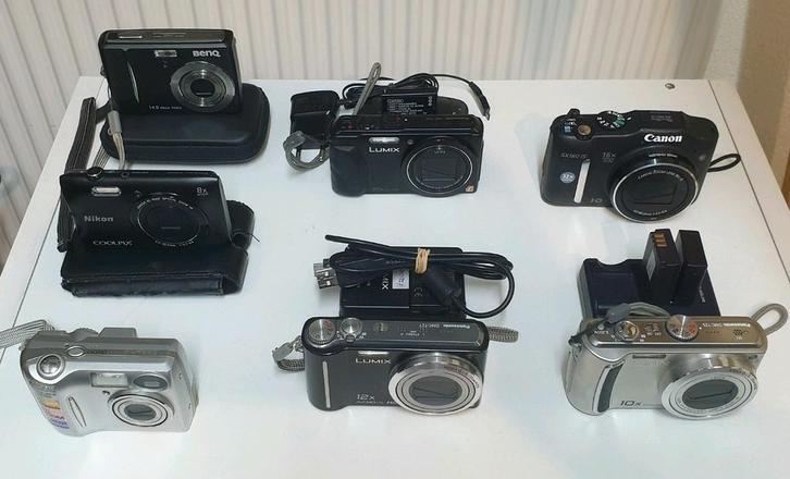 Diverse digitale cameras canon nikon panasonic benq olympus, Audio, Tv en Foto, Fotocamera's Digitaal, Gebruikt, Compact, Overige Merken
