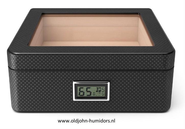 HUMIDOR "NAPOLI" DIGITAAL CARBON FIBER FINISH 40 SIGAREN h03, Verzamelen, Rookartikelen, Aanstekers en Luciferdoosjes, Nieuw, Tabaksdoos of Verpakking