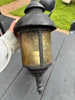 Antieke Buitenlamp Amberkleurig Glas, Ophalen