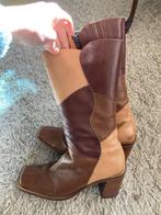 Vintage lederen patchwork laarzen, merk JK, 1990’s, Hoge laarzen, Bruin, JK, Ophalen of Verzenden