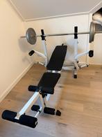 Verstelbare Gorilla halterbank, incl gewichten en lat pulley, Ophalen, Benen, Gebruikt, Krachtstation