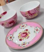 Pip Studio Pink "Ribbon Rose" 2 kom 2 schaal + schotel bord, Huis en Inrichting, Ophalen of Verzenden, A, A, A