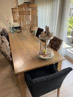 Eethoek eiken tafel en 10 stoelen, Huis en Inrichting, Tafels | Eettafels, Ophalen, Gebruikt, Eikenhout, 200 cm of meer