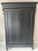 Antieke Vintage Meidenkast Linnenkast Biedermeier zwart, Gebruikt, 100 tot 150 cm, Ophalen of Verzenden, 150 tot 200 cm