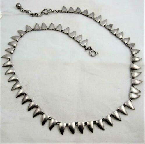 Vintage Modernistische zilveren 'Spike' ketting – FBM (754), Sieraden, Tassen en Uiterlijk, Kettingen, Zo goed als nieuw, Zilver