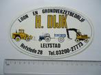 sticker oud LELYSTAD H DIJK loonbedrijf grondverzet grondwer, Verzenden, Zo goed als nieuw, Bedrijf of Vereniging