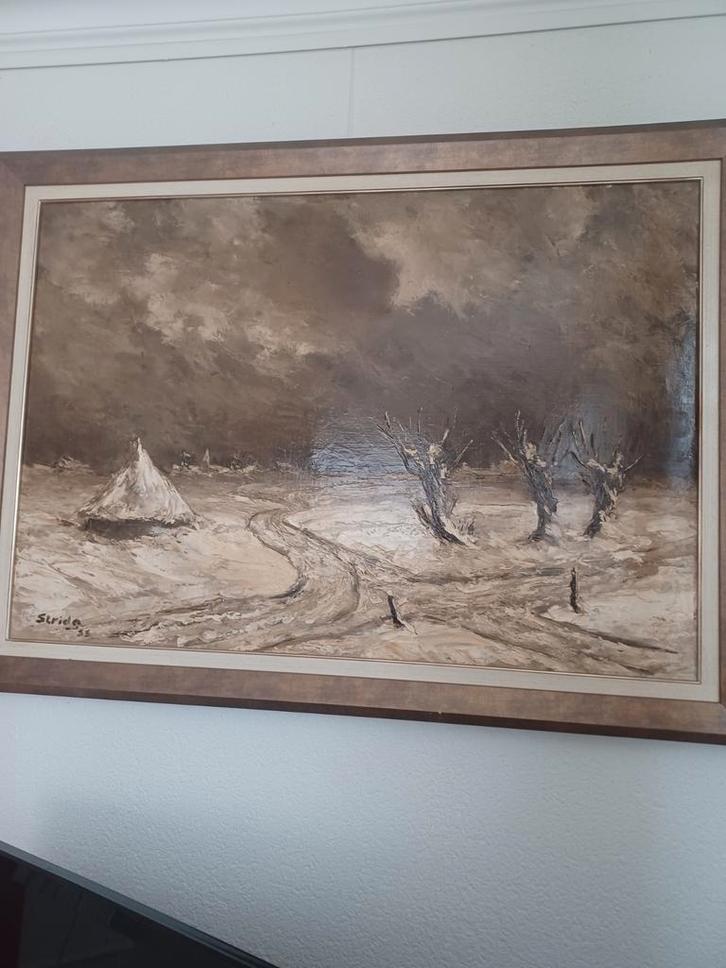 Sneeuwlandschap Strida '55 - Gerestaureerd, Antiek en Kunst, Kunst | Schilderijen | Klassiek, Ophalen