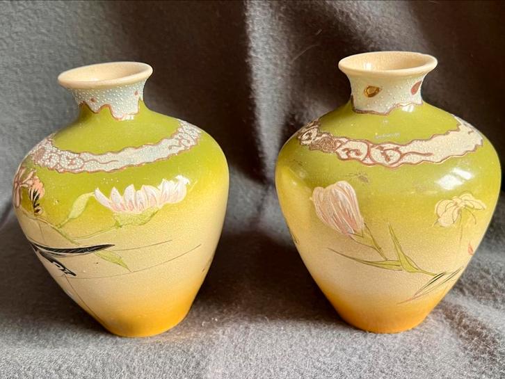 Set Japanse vazen Meiji-periode handbeschilderd, Antiek en Kunst, Antiek | Vazen, Ophalen