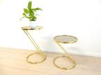 Vintage bijzettafel hollywood regency goud messing kleur, Gebruikt, ., Ophalen of Verzenden, .
