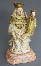 Om 1800-1850 Houten Beeld Sculptuur Madonna Maria met Kind