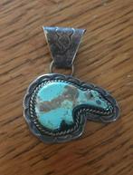Leuke navajo/zuni zilveren hangertje met turquoise, Verzenden
