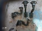 Lampen steun buiten lamp 4x met messing kop, Ophalen of Verzenden
