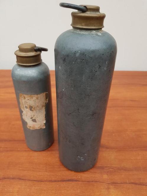 Warm water kruiken met koperen schroefdop 2 stuks, Antiek en Kunst, Curiosa en Brocante, Ophalen of Verzenden