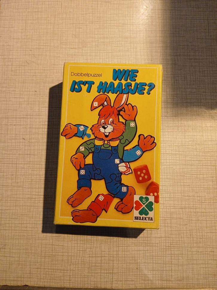 Wie is 't Haasje? Puzzelspel - Selecta, Kinderen en Baby's, Speelgoed | Kinderpuzzels, Gebruikt, 2 tot 4 jaar, Meer dan 50 stukjes
