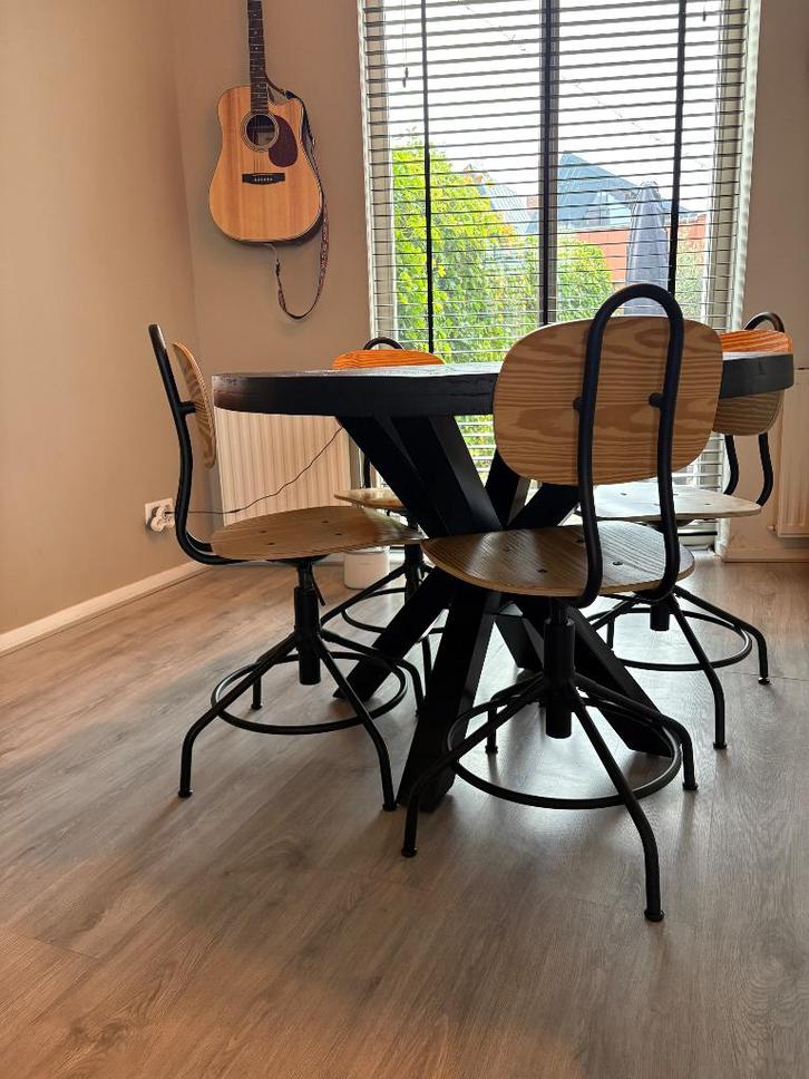 4x IKEA KULLABERG stoelen, incl. zitkussens, Huis en Inrichting, Bureaustoelen, Zo goed als nieuw, Bureaustoel, Zwart, Ophalen