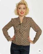 NIEUW blouse Lindy Bop maat 36 S polkadot met franjes, Beige, Nieuw, Ophalen of Verzenden, Lindy bop
