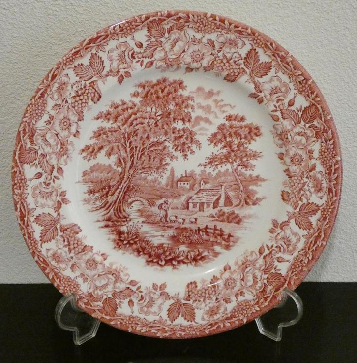 Engels rood Ironstone EIT Dinerbord [1384], Antiek en Kunst, Antiek | Servies los, Ophalen