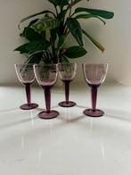 4 vintage paarse wijnglazen Ikea Pralin. Geëtst wijnglas, Ophalen of Verzenden, Zo goed als nieuw, Overige typen