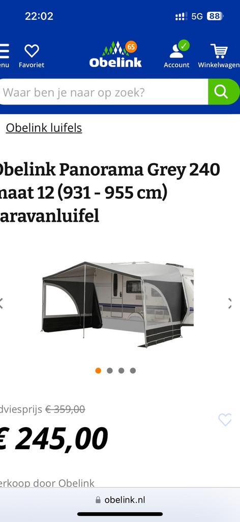Caravanluifel en voortentluifel maat 12 met stokken, Caravans en Kamperen, Tenten, Zo goed als nieuw, Ophalen