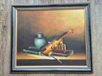 Schilderij Stilleven met Viool, Boeken en Vaas, Antiek en Kunst, Ophalen of Verzenden
