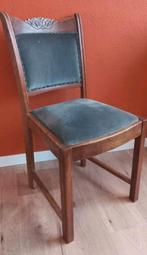 Vintage houten stoel met stoffen bekleding, Huis en Inrichting, Stoelen, Ophalen, Hout, Gebruikt, Vintage