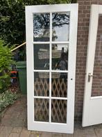 Houten opdekdeur met geslepen glas 229,5 cm x 88 cm, Ophalen, Gebruikt, 80 tot 100 cm, 215 cm of meer