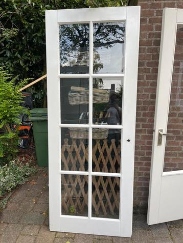 Houten opdekdeur met geslepen glas 229,5 cm x 88 cm beschikbaar voor biedingen