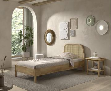 Olive 1-persoonsbed rotan - 90x200 - Massief eiken beschikbaar voor biedingen