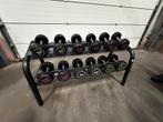 Vaste Rubberen Dumbells 12 t/m 22kg + Opbergrek Technogym, Ophalen, Gebruikt, Dumbbell