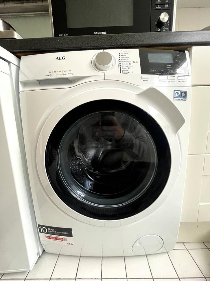 Wasmachine  met droogfunctie AEG L7WB86GW, Witgoed en Apparatuur, Wasmachines, Zo goed als nieuw, Voorlader, 6 tot 8 kg, 85 tot 90 cm