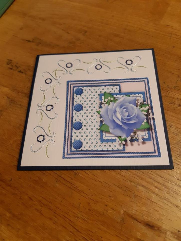 Borduur-Roos(851), Hobby en Vrije tijd, Kaarten | Zelfgemaakt, Nieuw, Overige thema's, Ophalen of Verzenden