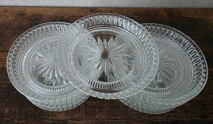 Vintage Kristalglazen Onderzetters - 9 Stuks, Huis en Inrichting, Woonaccessoires | Onderzetters, Gebruikt, Glas of Kopje, Ophalen of Verzenden