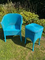 Lloyd Loom Stoel & Tafel - Blauw, Huis en Inrichting, Ophalen, Gebruikt, Blauw, Riet of Rotan