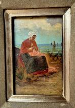 Antiek schilderij, vissersvrouw 19e eeuw, Holland, Verzenden