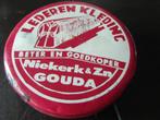 oud blik blikje rond 11 cm lederen kleding  vet " Gouda, Verzamelen, Blikken, Overige merken, Gebruikt, Overige, Ophalen of Verzenden