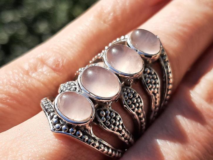 Vanoli - 925 zilveren design ring met rozenkwarts maat 17,25, Sieraden, Tassen en Uiterlijk, Ringen, Nieuw, Dame, 17 tot 18, Roze